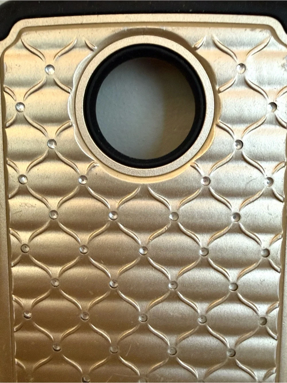 Kate Spade Moto Z Force Droid Gold Studded Hybrid Silicone Hard Cover Phone Case